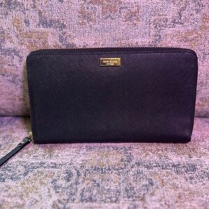 😍 Kate Spade Large Travel Zippy Newberry Lane Black Saffiano Continental Wallet